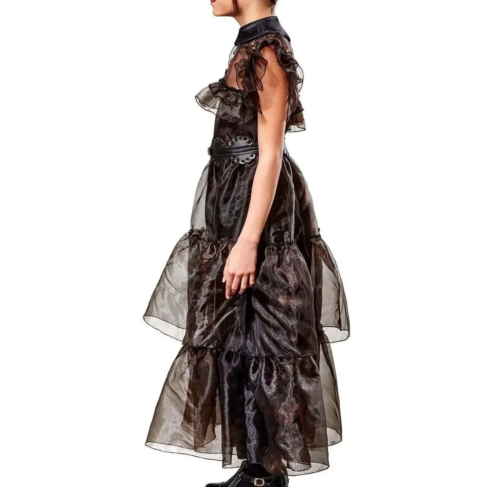 Wednesday Addams Rave'n Dance Costume Dress Nevermore Academy Black Girls Large